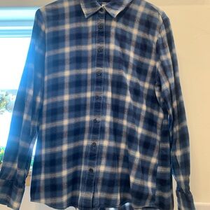 Lands' End Blue and White Plaid Women's Shirt